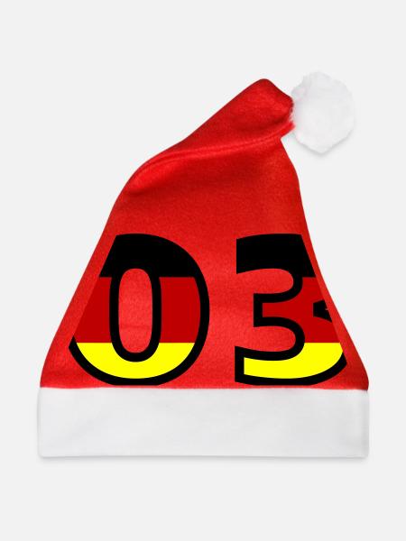 3 Zahl Deutschland Trikot - Weihnachtsmütze - Rot