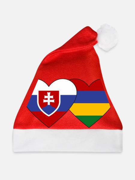 Slowakei Mauritius Flagge Herz - Weihnachtsmütze - Rot