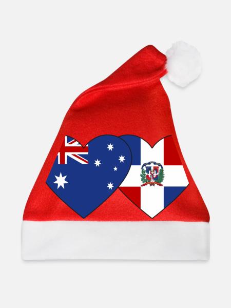 Australien Dominikanische Republik Flagge Herz - Weihnachtsmütze - Rot