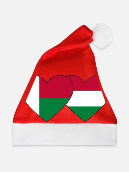 Madagaskar Ungarn Flagge Herz - Weihnachtsmütze - Rot