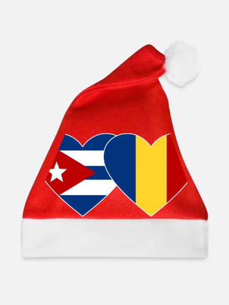 Kuba Rumänien Flagge Herz - Weihnachtsmütze - Rot