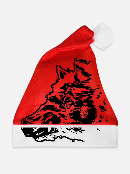 Wild Boar - Wildschwein - Keiler - Weihnachtsmütze - Rot - Vorne