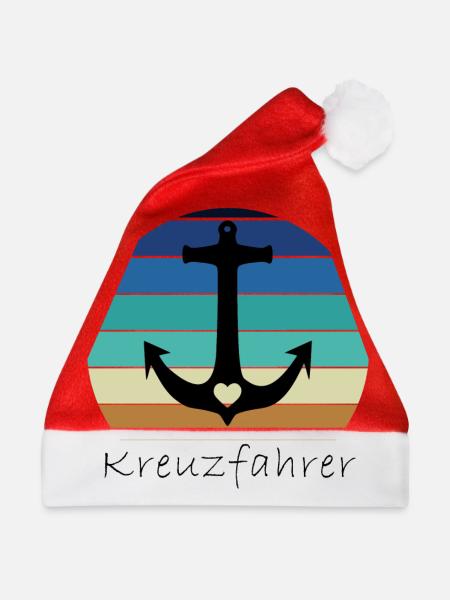 Retro Anker mit Herz Kreuzfahrer - Weihnachtsmütze - Rot