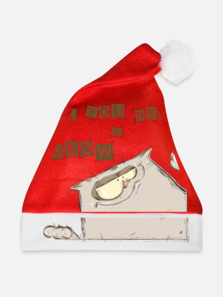 Lustige Katze - Weihnachtsmütze - Rot
