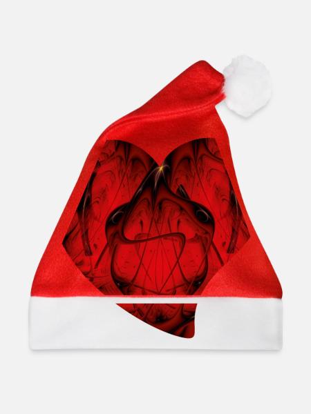 Fraktal - Rotes Herz - Weihnachtsmütze - Rot