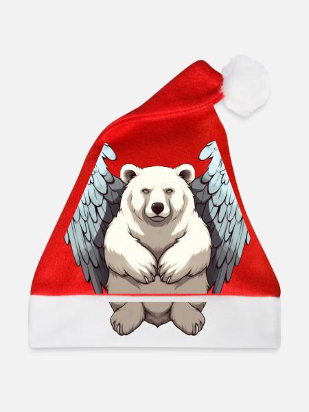 Eisbär-Engel - Charmantes Tierdesign - Weihnachtsmütze - Rot - Vorne