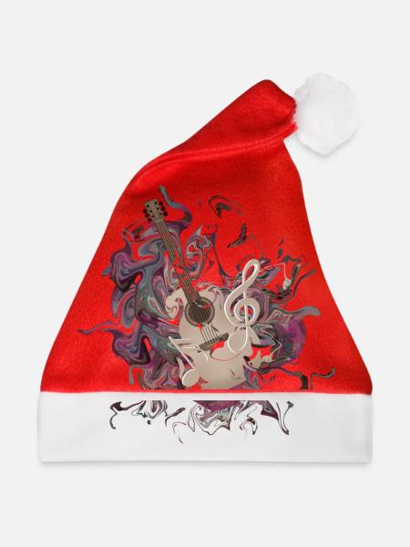 Gitarre Notenschlüssel Musik - Weihnachtsmütze - Rot