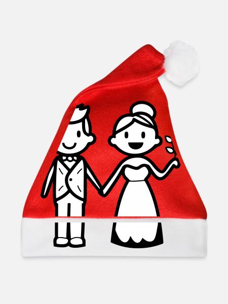 Hochzeit Brautpaar Ehepaar - Weihnachtsmütze - Rot