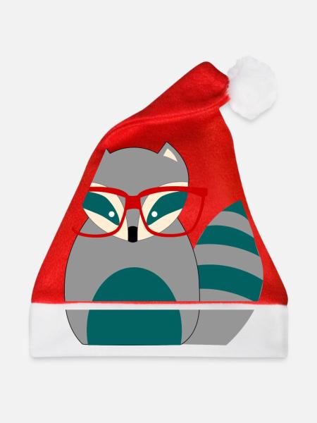 Waschbär Nerd - Weihnachtsmütze - Rot