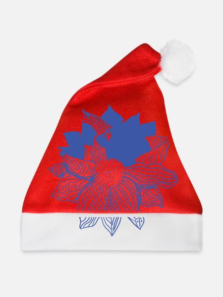 Blume-blau - Weihnachtsmütze - Rot