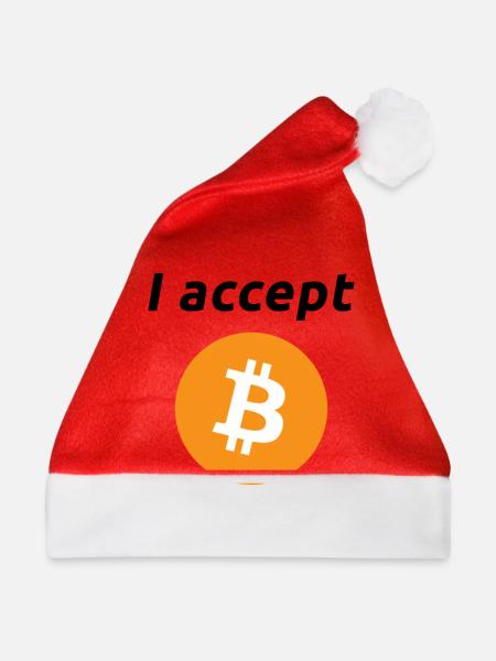 I accept Bitcoins (schwarze Schrift) - Weihnachtsmütze - Rot