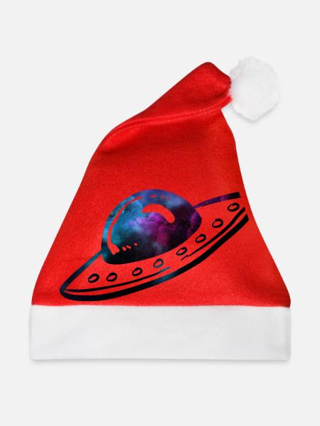 Ufo Weltraum - Weihnachtsmütze - Rot - Vorne