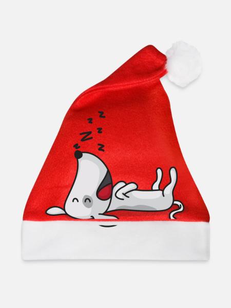 Schlafender Hund - Weihnachtsmütze - Rot - Vorne