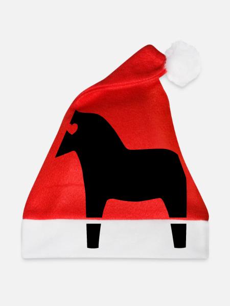 Dalarna Pferd Herz | Holzpferd Schwedisch - Weihnachtsmütze - Rot - Vorne