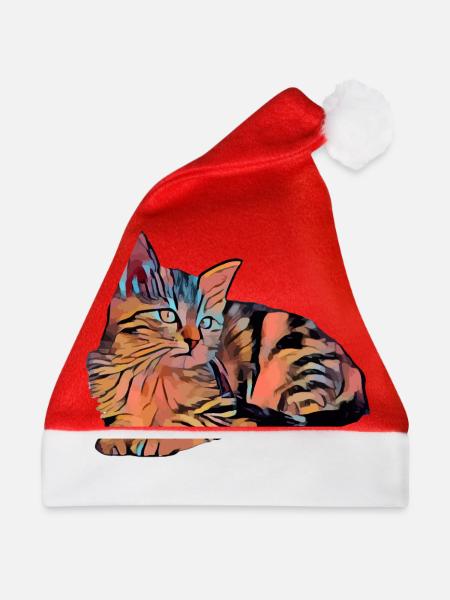 Katze - Weihnachtsmütze - Rot - Vorne