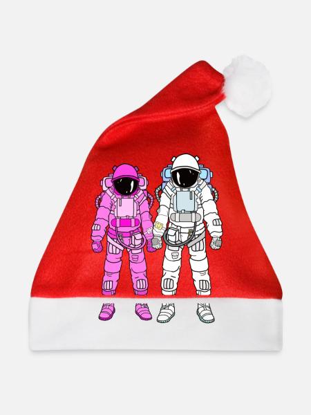 Astronauten Paar - Weihnachtsmütze - Rot - Vorne