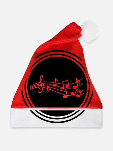 Musiknoten zeichen - Weihnachtsmütze - Rot