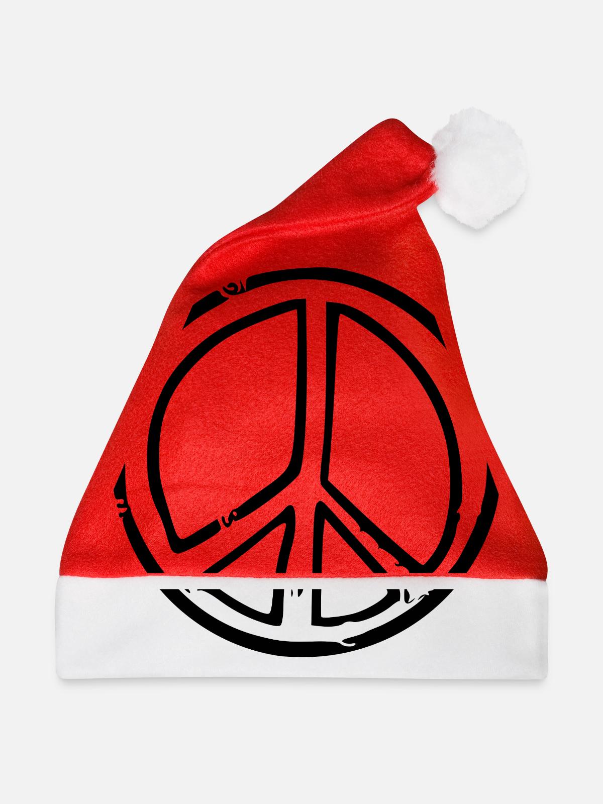 Peacezeichen - Weihnachtsmütze - Rot - Vorne