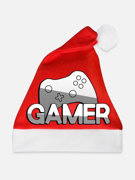 GAMER + Controller - Gaming - Weihnachtsmütze - Rot