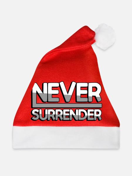 NEVER SURRENDER (Weiß) - Gaming - Weihnachtsmütze - Rot