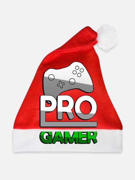 PRO GAMER (Grün) + Controller - Gaming - Weihnachtsmütze - Rot