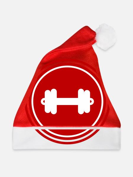 Hantel gewichte icon - Weihnachtsmütze - Rot