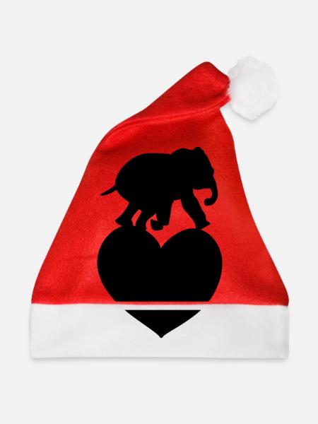 Tierliebe Herz Elefant - Weihnachtsmütze - Rot