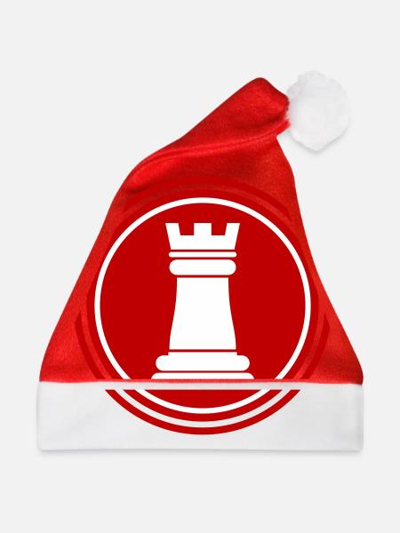 Schachfigur Turm - Weihnachtsmütze - Rot