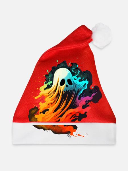 Bunter Totenkopfkopf Geist - Weihnachtsmütze - Rot