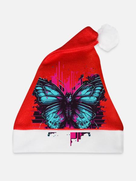 Cooler Vaporwave Schmetterling - Weihnachtsmütze - Rot