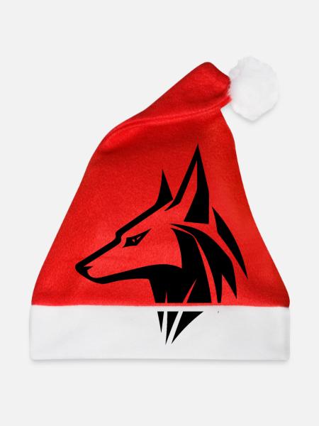 Edles Wolf Kopf Porträt Tattoo Style - Weihnachtsmütze - Rot - Vorne