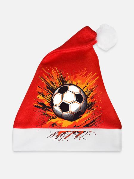 Fußball Ball - Weihnachtsmütze - Rot
