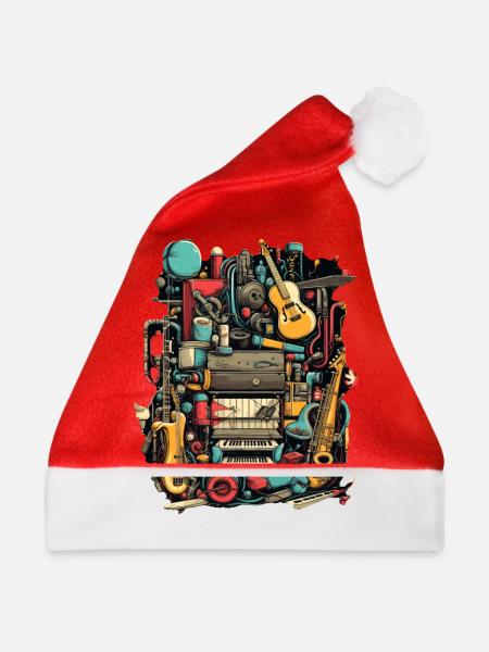 Musik Instrumente - Weihnachtsmütze - Rot - Vorne