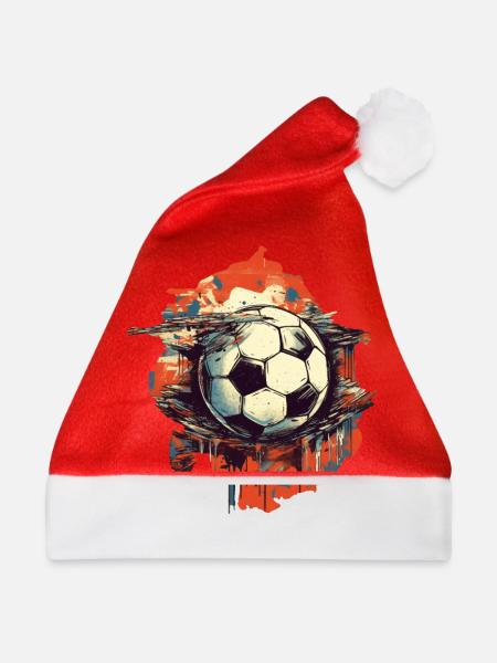 Fussball Ball - Weihnachtsmütze - Rot