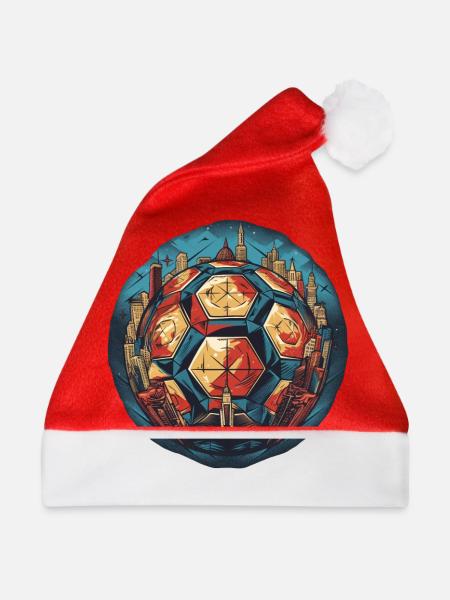 Fussball Ball - Weihnachtsmütze - Rot