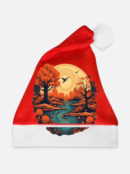 Herbstliche Landschaft - Weihnachtsmütze - Rot