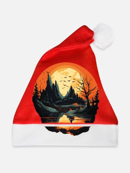 Landschaft - Weihnachtsmütze - Rot