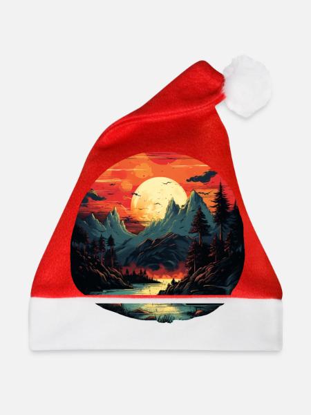 Landschaft - Weihnachtsmütze - Rot