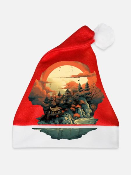 Landschaft - Weihnachtsmütze - Rot