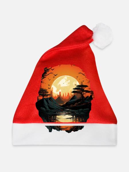 Landschaft - Weihnachtsmütze - Rot
