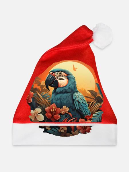 Tropisch - Papagei - Weihnachtsmütze - Rot
