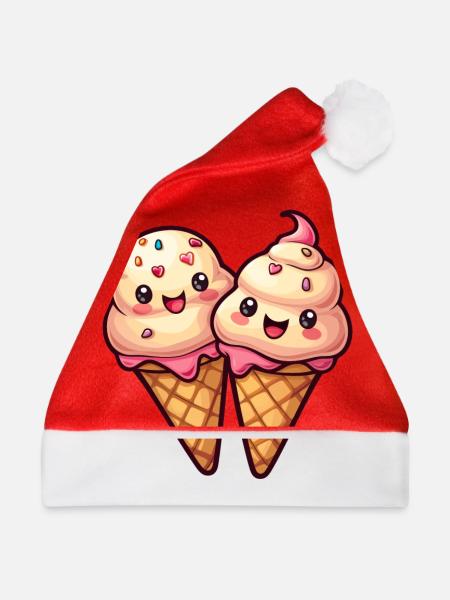 Lächelnde Eiskreation - Weihnachtsmütze - Rot