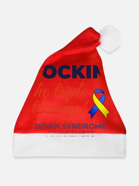 Down-Syndrom-Bewusstsein Dreifacher Trisomie-Stein - Weihnachtsmütze - Rot