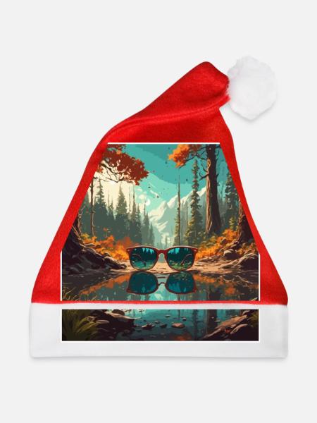 Sonnenbrille / Reflektion / Wald / Spiegelung - Weihnachtsmütze - Rot