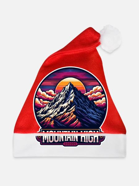 Mountain High - Berg Illustration - Weihnachtsmütze - Rot
