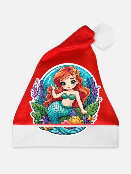 Meerjungfrau Fantasy Illustration - Weihnachtsmütze - Rot - Vorne