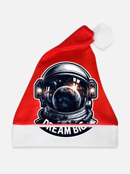 Dream Big - Astronaut Illustration - Weihnachtsmütze - Rot - Vorne