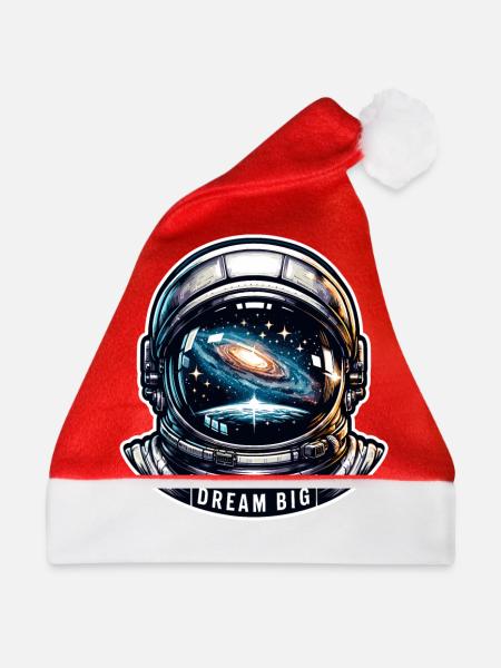 Dream Big - Astronaut Illustration - Weihnachtsmütze - Rot - Vorne