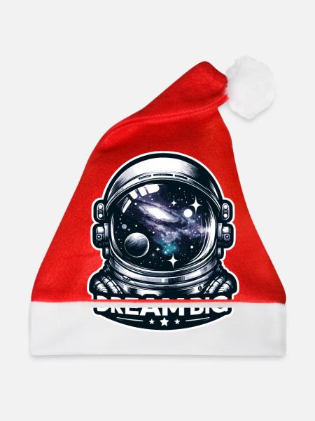 Dream Big - Astronaut Illustration - Weihnachtsmütze - Rot - Vorne