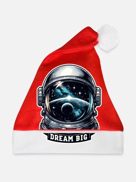 Dream Big - Astronaut Illustration - Weihnachtsmütze - Rot - Vorne